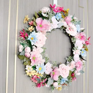 Künstlicher Blumenkranz für Frühlings-Haustür und Wanddekoration schöne Wanddeko