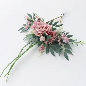 Nordischer Geometrischer Eisenkranz Künstliche Rose Seidenblume Wandbehang Wohnzimmer Tür Fenster Dekoration Blumenkunst