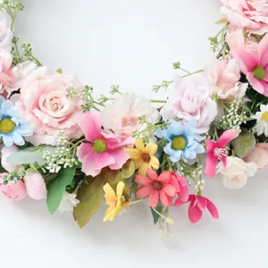 Frühling künstlicher Blumenkranz für Wand Tür Hängend Dekoration schöne Blumen Girlande.