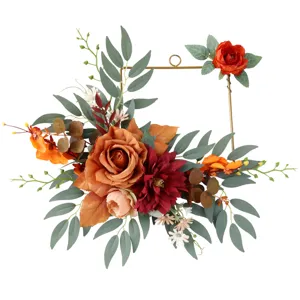 Geometrischer Rosenkranz aus Eisen, herbstliche Blumen Wandbehang für Heim und Zimmer Dekor.