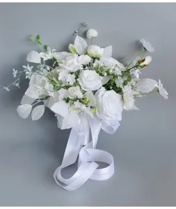 Weißer künstlicher Hochzeitsstrauß Braut Handblumen für Hochzeitsfotografie Heimdekoration