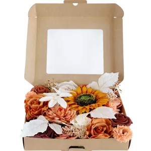 Caja de flores de rosas artificiales set de regalo DIY para San Valentín cumpleaños.