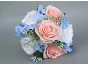 Ramo de novia artificial rosa hortensia de imitación para decoración del hogar fiesta