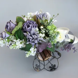 Europäische Hochzeit Brautstrauß Kunstblumen Heimdekoration Blumenarrangements Hauptansicht