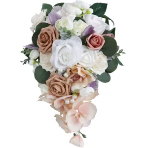 Künstliche Blumen Träne Brautstrauß für westliche Hochzeit Kaskade Hand Blumenstrauß.