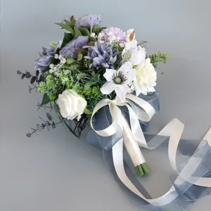 Europäische Hochzeit Braut künstliche Blumenstrauß Heimdeko Foto-Requisiten grau weiss