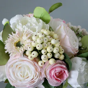 Bouquet de mariée artificiel mariage rose blanc roses en soie pivoine accessoires photo