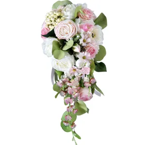 Bouquet de mariée artificiel en cascade style forêt fleur de mariage accessoire