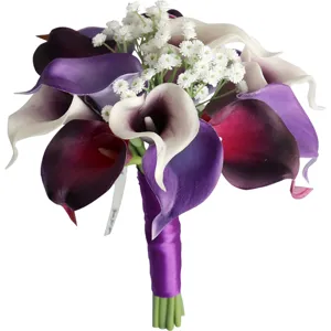 Kuenstliche PU Calla Lilie Hochzeit Braut Hand Blumenstrauss fuer Heim Dekoration