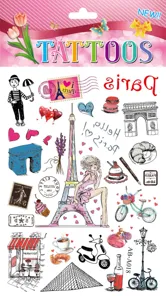 Paris theme temporary tattoo sticker sheet waterproof fake body art fashion design.