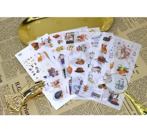 Adesivi washi acquerello DIY creativi diario vintage cancelleria decorativa 6 fogli set