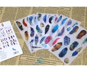 Adesivi decorativi originali in washi piuma per diario e planner, set di 6 fogli, estetico.