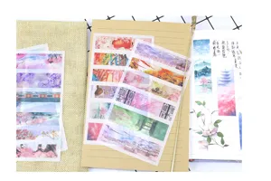 Washi adesivo set estetico vintage paesaggio cinese per diario album decorativo cancelleria