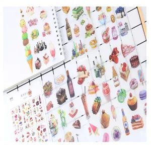 Set di adesivi Washi con dolci, torte e bevande carine, perfetti per decorare il diario.