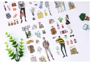 Cute fashion girl sticker sheets decorative diary bullet journal craft scrapbooking DIY supplies