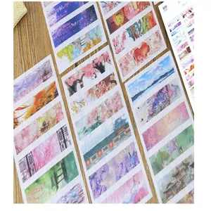 Exquisite Chinese ancient style watercolor landscape washi sticker set for journal DIY decor.