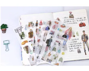 Adesivi Washi moda ragazza urbana DIY pianificatore diario vita quotidiana 6 fogli