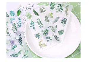 Set adesivi washi foglia trasparenti, adesivi botanici piante per diario decorazione