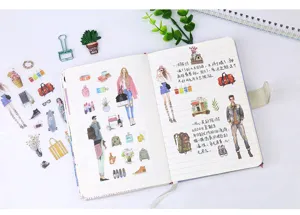 Urban girl fashion decorative washi stickers detail shot, perfect for journal and DIY crafts.