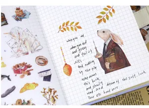 Set di adesivi washi in acquerello vintage per journaling fai-da-te e scrapbooking.