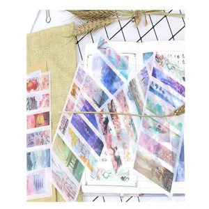 Ancient style landscape washi stickers journal aesthetic vintage decorative stationery 6pcs
