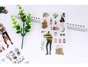 Urban girl fashion stickers DIY washi journal stickers travel daily life planner 6pcs