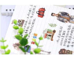 Fashion urban girl washi planner stickers set for travel journal and daily DIY crafts.
