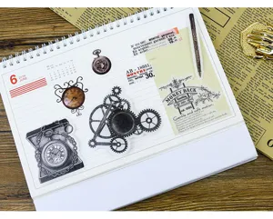 Vintage retro steampunk washi sticker pack for DIY journaling scrapbooking and planner art decor.