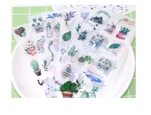 Adesivi washi freschi nordici design botanico animale cancelleria per diario decorativa 6 fogli