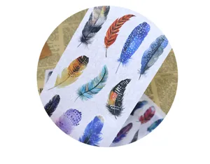 Colorful feather washi sticker decorative paper for journal DIY crafts detail shot