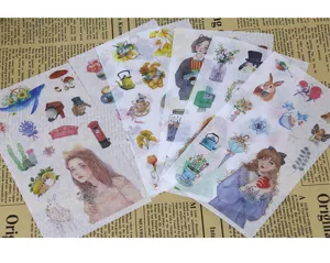 Adesivi washi diario stile nordico ragazza foresta pianta animale adesivi 6 fogli