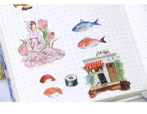 Japanese style Tokyo girl washi stickers watercolor journal stationery DIY decorative craft supplies