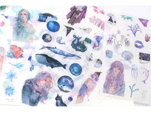 Set di adesivi Washi originali cielo stellato ragazza cancelleria carina