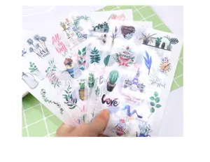 Adesivi diario freschi nordici animali piante tropicali washi paper stickers 6 pezzi