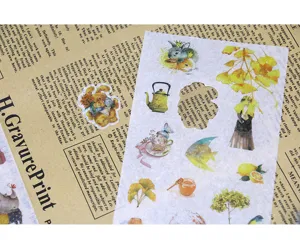 Adesivi washi per diario in stile nordico, retro foresta piante animali personaggi.