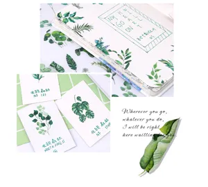 Set di adesivi Washi botanici foglie verdi fresche materiale decorativo diario 6 pz