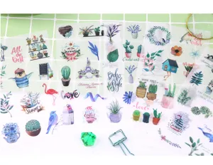 Set di 6 fogli di adesivi washi nordici freschi piante animali cancelleria creativa