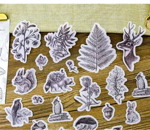 Set di adesivi Washi vintage con piante botaniche e animali per decorare il tuo diario.