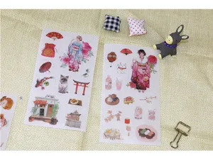 Japanese style Tokyo girl washi sticker sheets DIY diary journaling creative stationery set