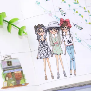 Urban girl fashion washi stickers DIY planner diary decorative sticker set 6 sheets