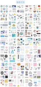 Decorative aesthetic sticker sheet set DIY journaling scrapbook collage supplies cute stationery