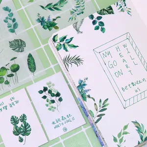Set di adesivi Washi con foglia verde fresca Diario botanico Scrapbooking Carta decorativa Forniture di cancelleria