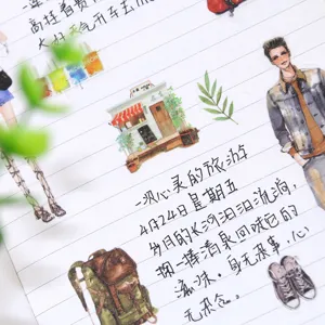Washi planner stickers set featuring urban girl fashion and daily travel journaling themes.