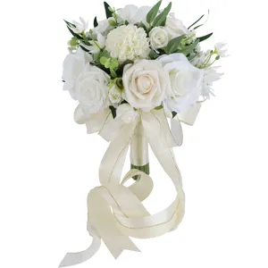 Künstlicher Brautstrauß für Hochzeit weiße Blumen im Waldstil und Deko Foto Requisiten