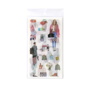 Urban girl fashion washi stickers set for DIY journal, planner and diary decoration.