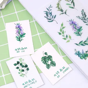Set di adesivi washi con foglie verdi botaniche per la decorazione di diari creativi