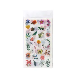 Watercolor floral washi sticker sheet for journal decorating and crafts, fresh botanical design.