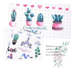 Dettaglio adesivo Washi nordico, design creativo di piante e testo per decorare il diario.