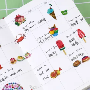Simpatici adesivi per planner di dessert ad acquerello per la decorazione del diario, stile fresco.