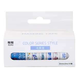 Washi tape set decorative journal craft DIY masking tapes 10 rolls pack blue theme